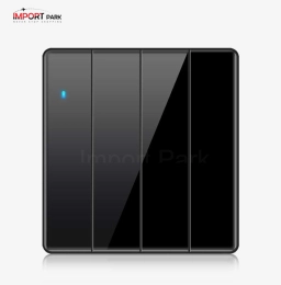 Full Glass 4gang 1way switch Black